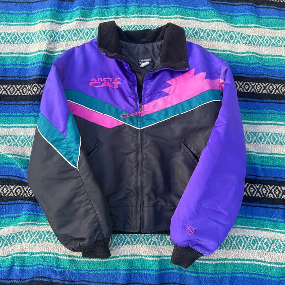 Women's Vintage 90's Arctic Cat Purple Western Quilted Puffer Jacket Sz Small - Picture 1 of 10